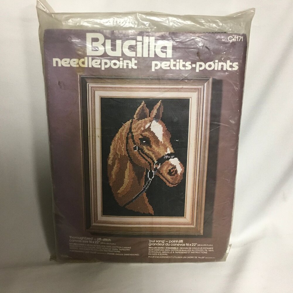 Bucilla Needlepoint C4171 Thoroughbred Race Horse Horse Head Profile Equestrian